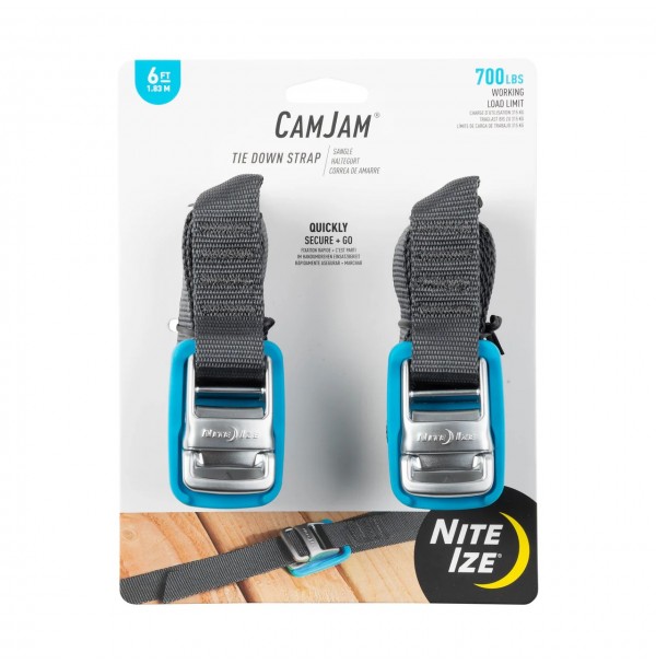 NiteIze CamJam Tie Down Strap 6 ft - 2 Pack CJWR6-09-2R6 Blue/Black